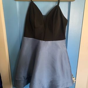 Girls size 7 black spaghetti strap top with satin skirt dress worn once